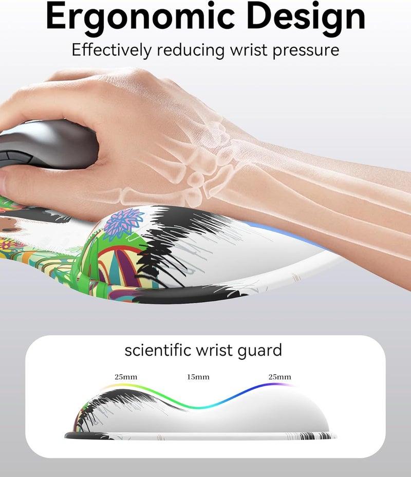 eulps Mouse Pad with Gel Wrist Rest, Ergonomic Comfortable Computer Wrist Support for Laptop, Pain Relief Mousepad with Non-Slip PU Base for Office & Home (Sleeping Cat) - Image 2